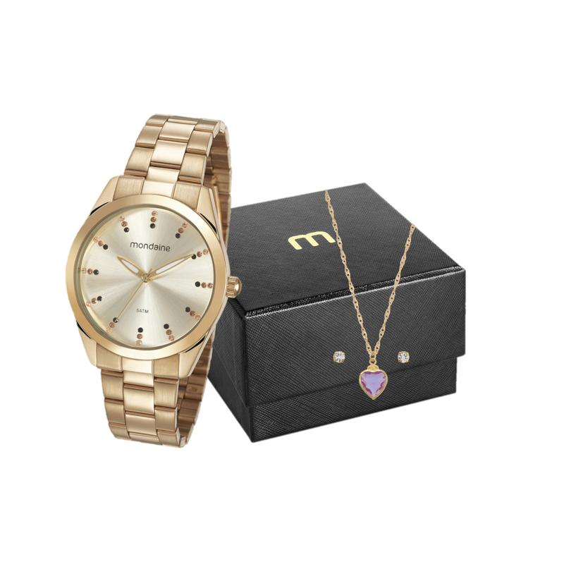 Relógio Mondaine Feminino 53672LPMVDE1K2 Kit Cordão/Brincos