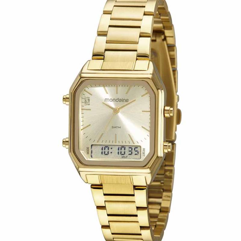 Relógio Mondaine Feminino 32216LPMVDE1 Dourado A/D Aço Inox