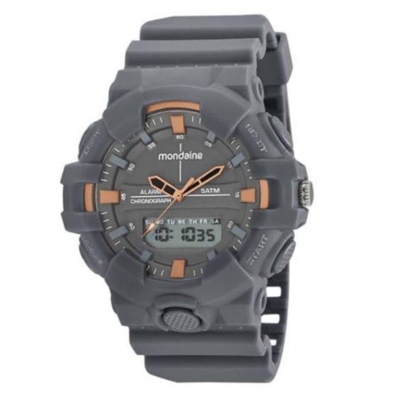 Relógio Mondaine Masculino 85009G0MVNP3 Cinza e Laranja