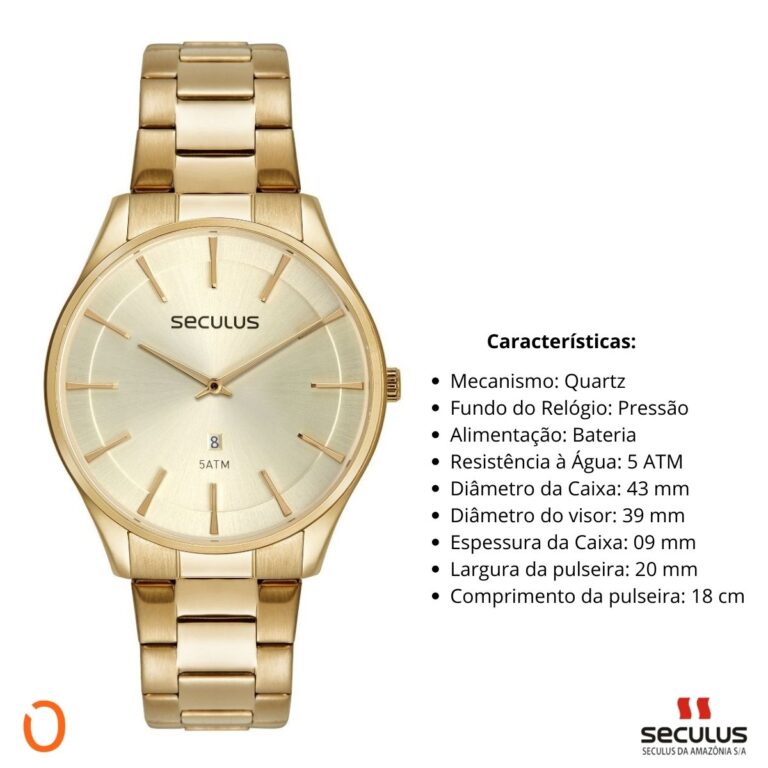 Relógio Seculus Feminino Analógico 77182GPSVDA2 Dourado FCP - Imagem 3