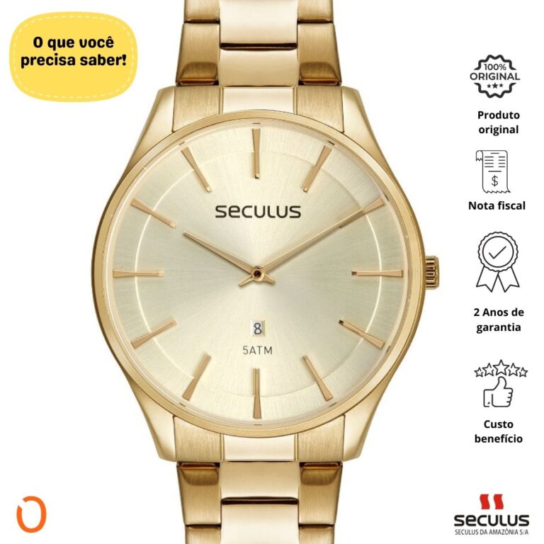 Relógio Seculus Feminino Analógico 77182GPSVDA2 Dourado FCP - Imagem 2