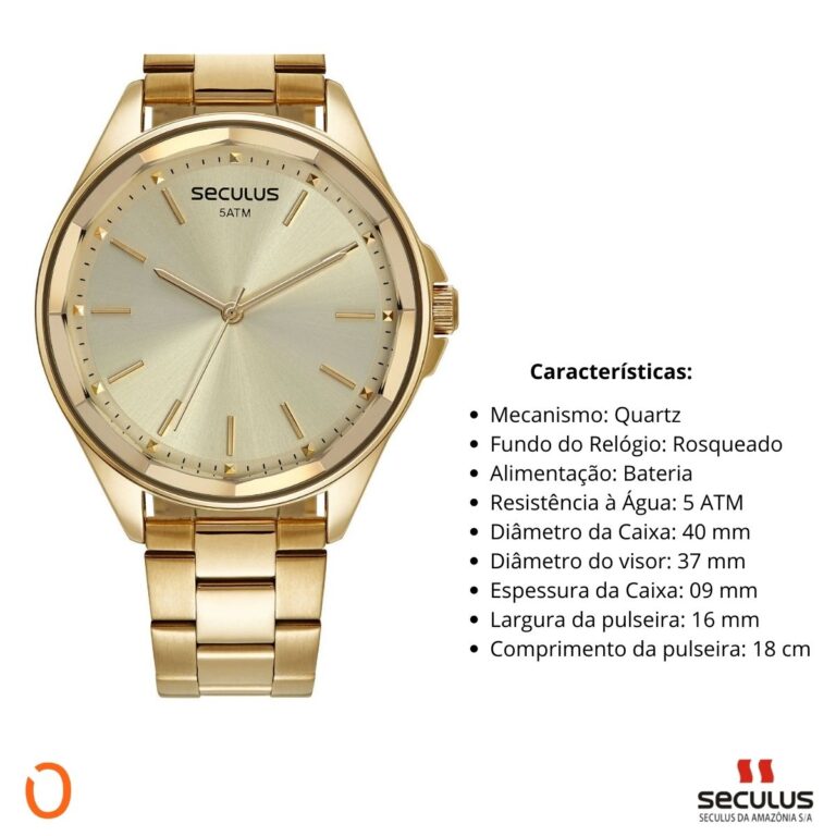 Relógio Seculus Feminino Analógico 77185LPSVDS1 D VIDRO LAP - Imagem 3