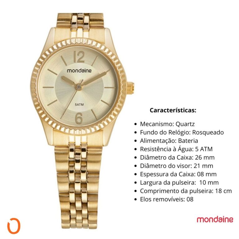 Relógio Mondaine Feminino Analógico 32532LPMVDE1 Dourado BS - Imagem 3