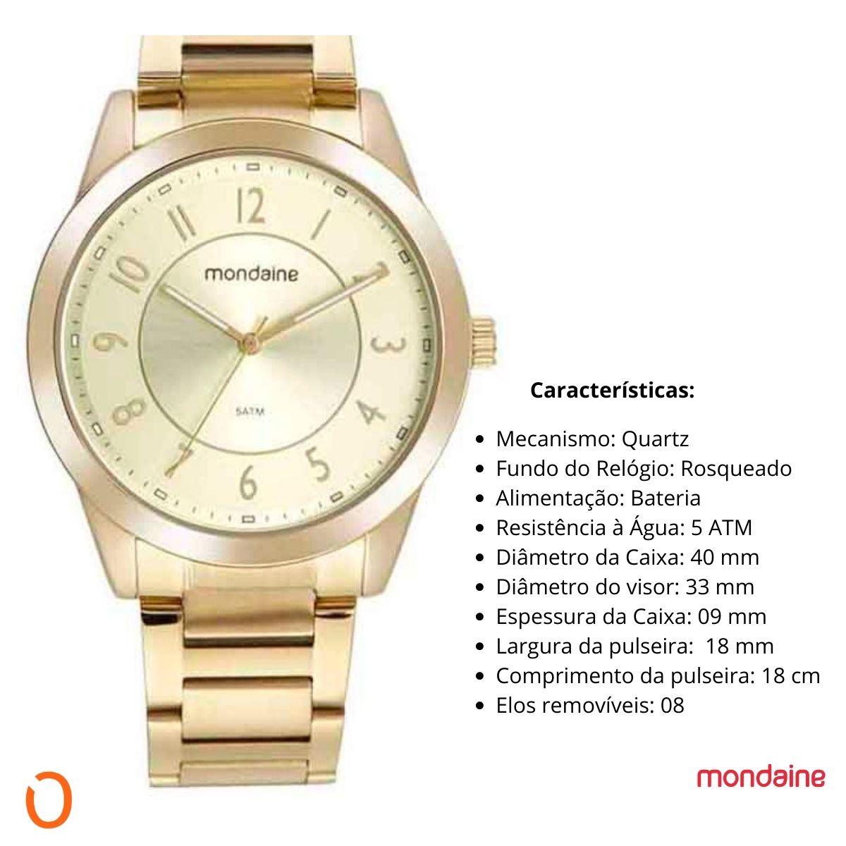 Relógio Mondaine Feminino Analógico 32518LPMVDE1 Dourado FCP - Imagem 3