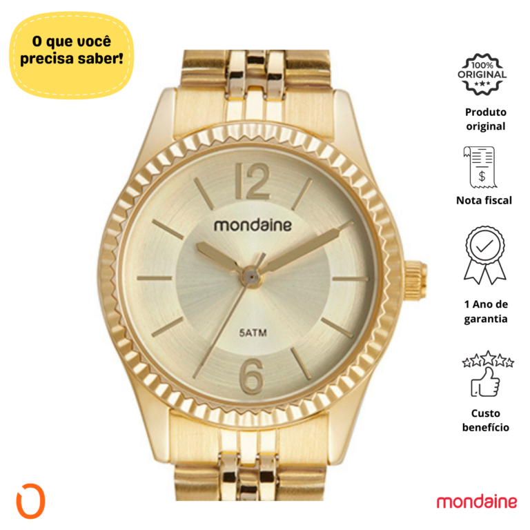 Relógio Mondaine Feminino Analógico 32532LPMVDE1 Dourado BS - Imagem 2