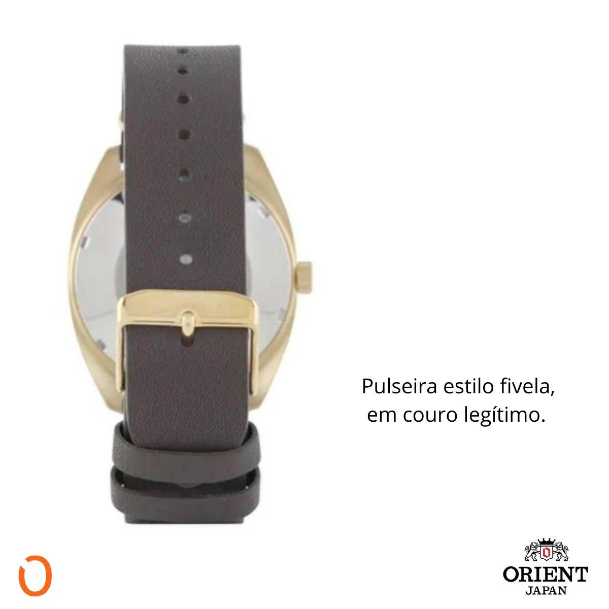 Relógio Orient Masculino Automático F49GC011 Dourado Couro - Imagem 4