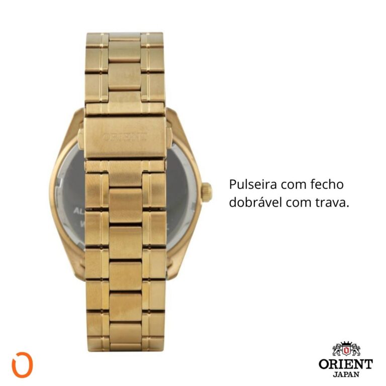 Relógio Orient Masculino Analógico MGSS1140 Dourado F Branco - Imagem 4