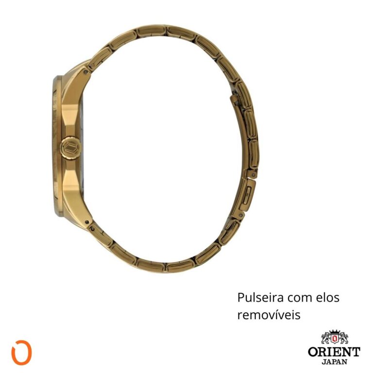 Relógio Orient Masculino Analógico MGSS1140 Dourado F Branco - Imagem 5