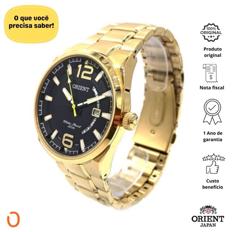 Relógio Orient Masculino Analógico MGSS1159 Dourado F Preto - Imagem 2