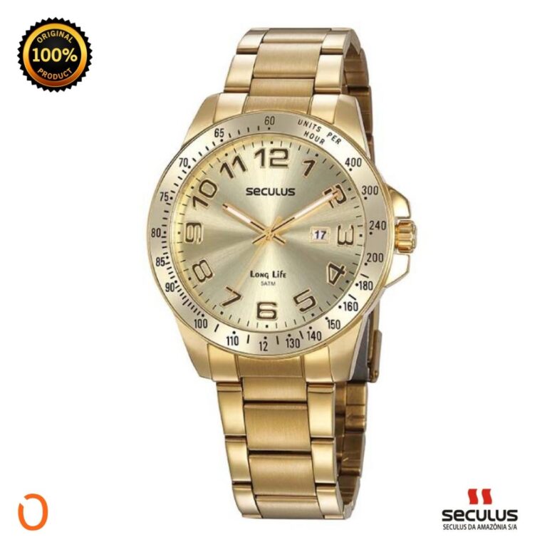 Relógio Seculus Masculino Analógico 20854GPSVDA2 Dourado NG