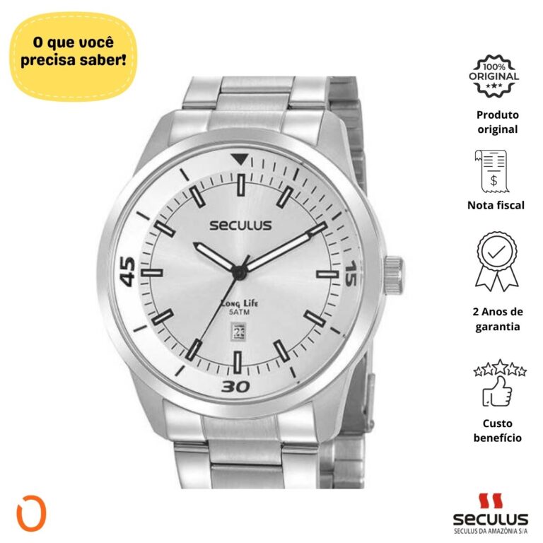 Relógio Seculus Masculino Analógico 20958G0SVNA4 Aço - Imagem 2