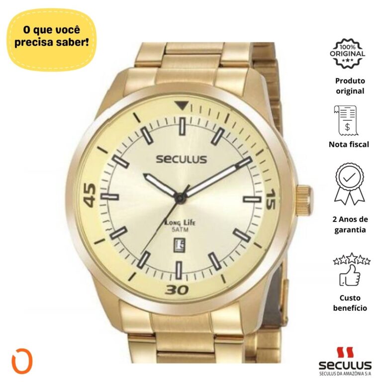 Relógio Seculus Masculino Analógico 20958GPSVDA2 Dourado - Imagem 2