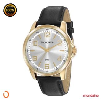 Relógio Mondaine Masculino 99428GPMVDH3 Couro Preto F Cinza
