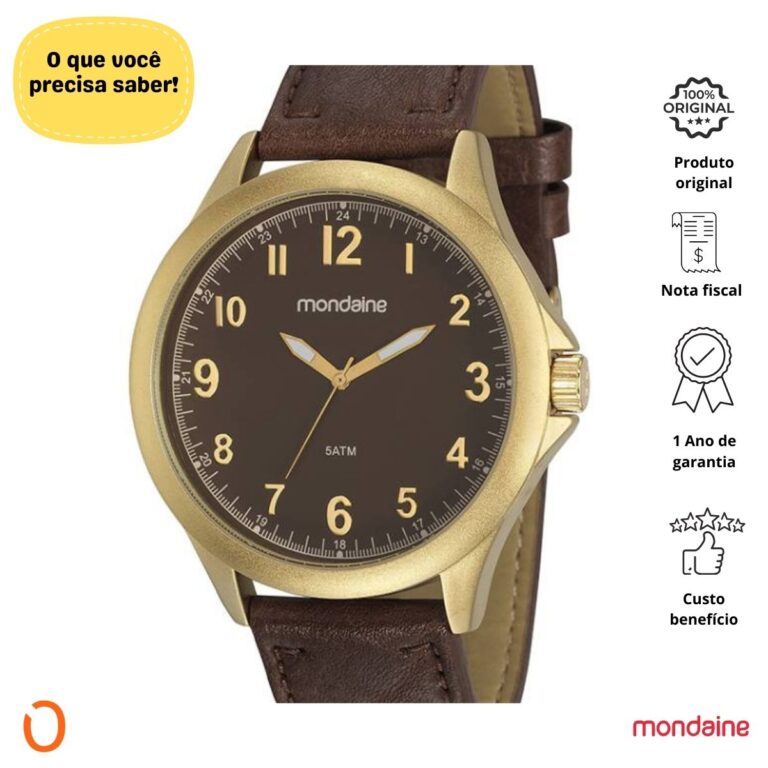 Relógio Mondaine Masculino 83482GPMVDH2  Marrom PU Couro - Imagem 2
