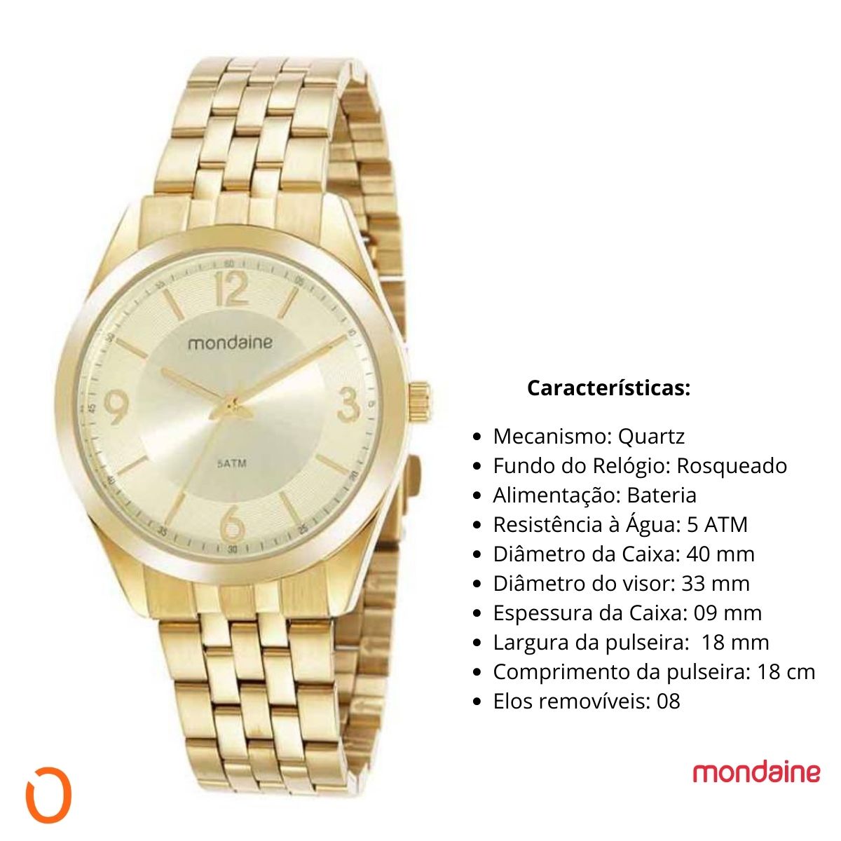 Relógio Mondaine Feminino 32421LPMVDE1 Dourado Números - Imagem 3