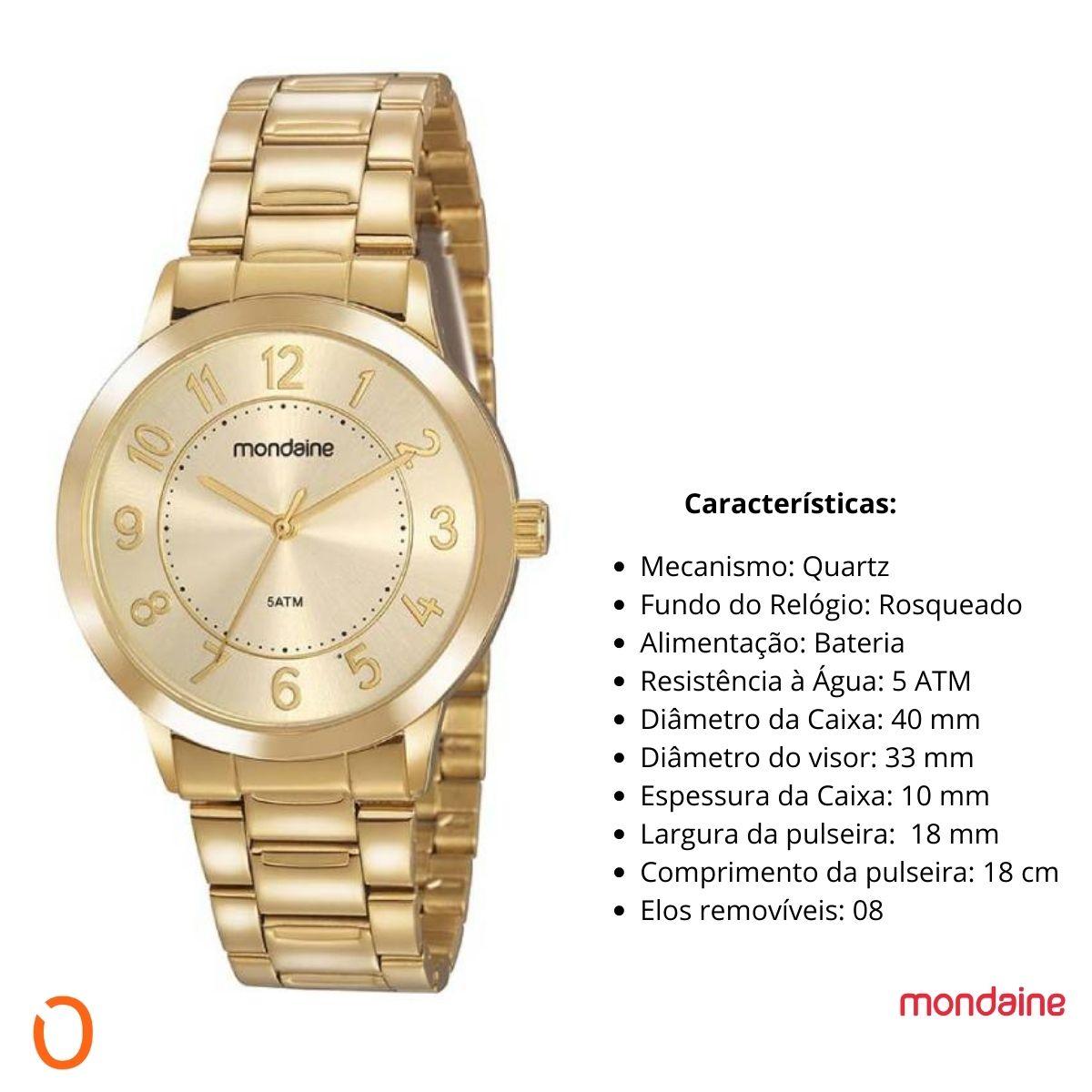 Relógio Mondaine Feminino 99582LPMVDE1 Dourado com números - Imagem 3