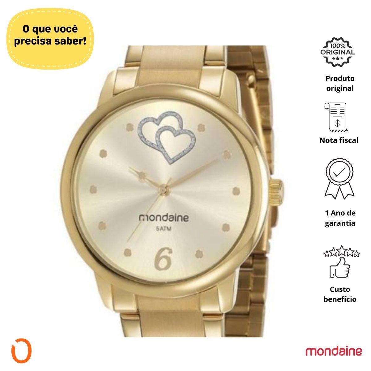 Relógio Mondaine Feminino 53921LPMGDE1 Dourado 2 Corações - Imagem 2