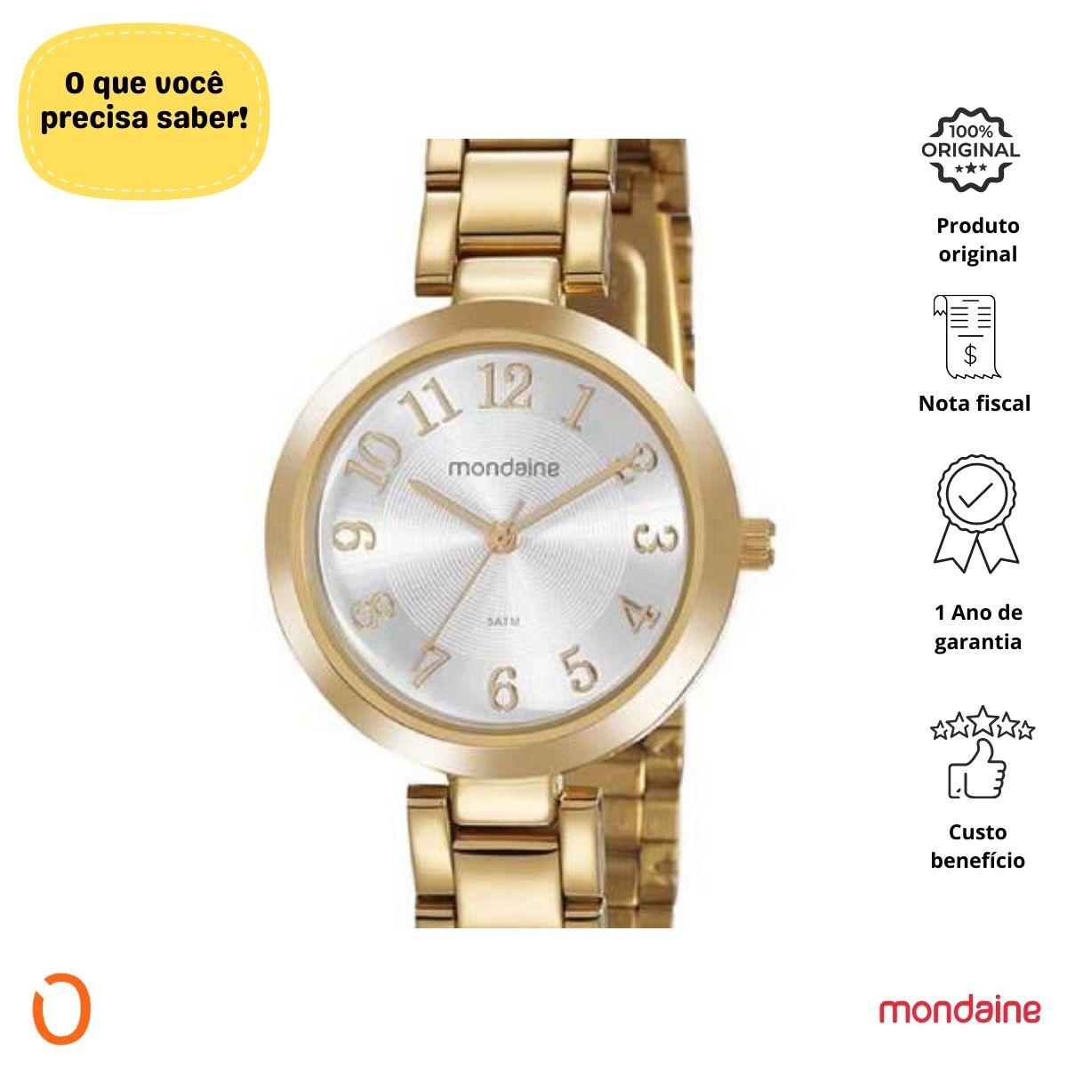 Relógio Mondaine Feminino 32115LPMVDE1 Dourado com números P - Imagem 2