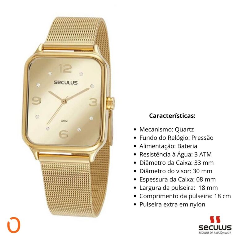 Relógio Seculus Feminino Analógico 77123LPSVDS1 Dourado - Image 3