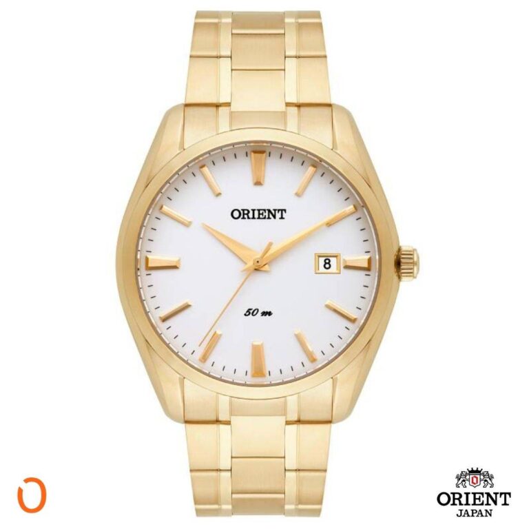 Relógio Orient Masculino Analógico MGSS1140 Dourado F Branco
