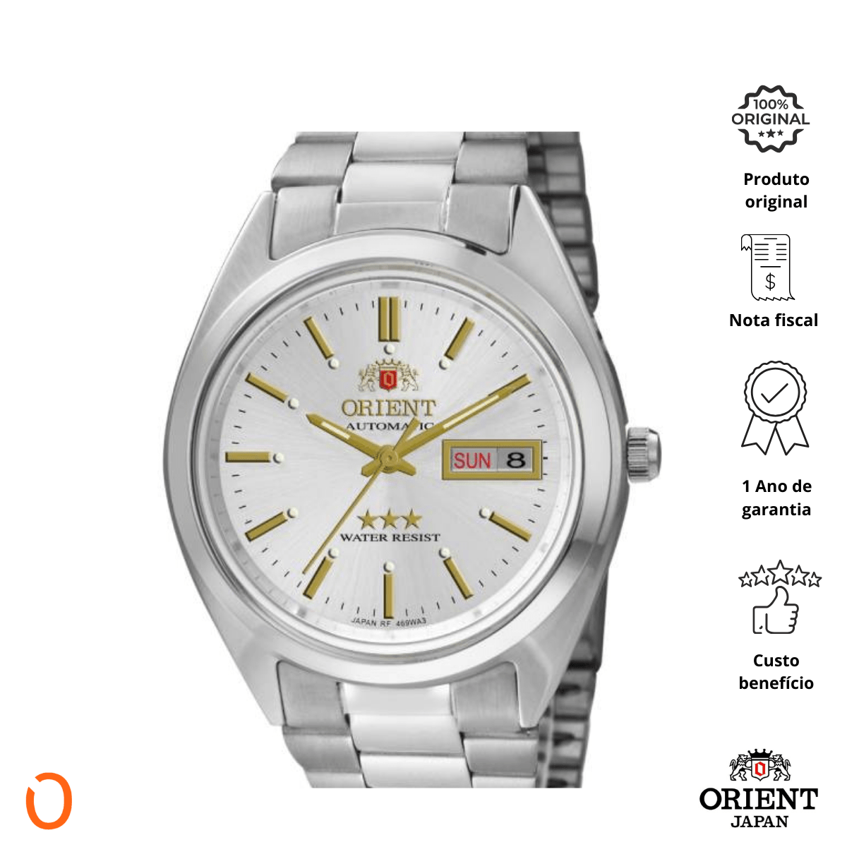 Relógio Orient Masculino Automático 469WA3F Aço P D F Cinza - Imagem 2