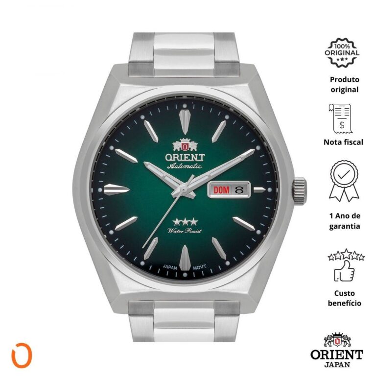 Relógio Orient Masculino Automático F49SS013 Aço F Verde - Imagem 2