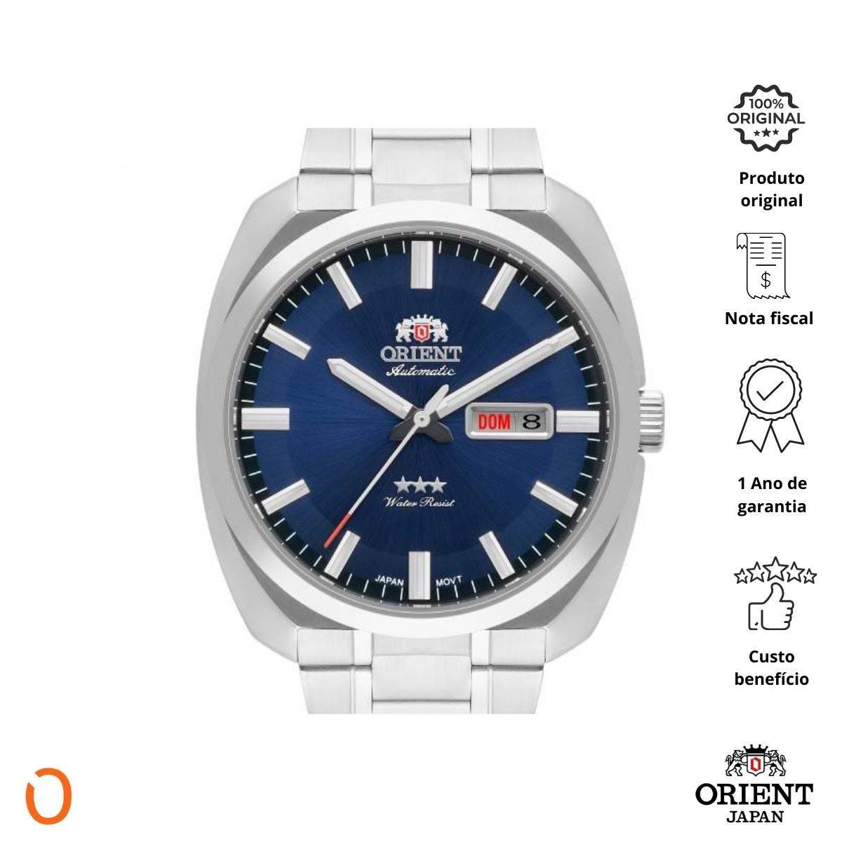 Relógio Orient Masculino Automático F49SS021 Aço F Azul - Imagem 2