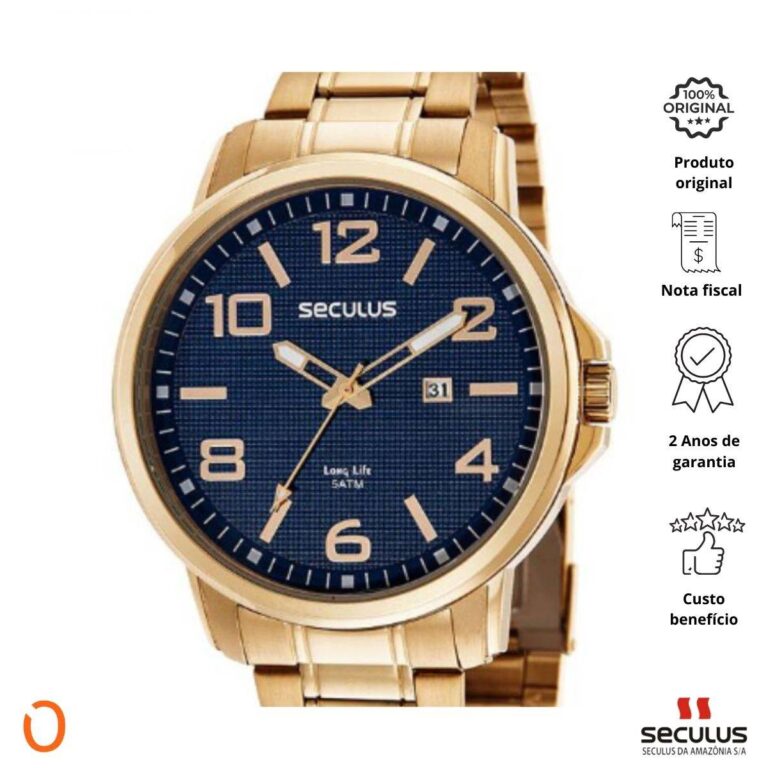 Relógio Seculus Masculino Analógico 44094GPSVDA3 D F AZUL - Imagem 2