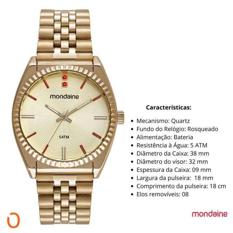 Relógio Mondaine Feminino 32580LPMVDE1 Dourado F Champanhe - Imagem 3