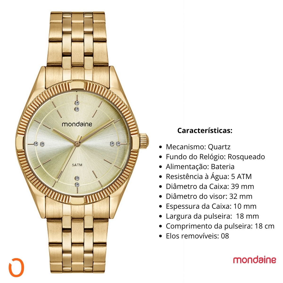 Relógio Mondaine Feminino 32581LPMVDE1 Dourado F Champanhe - Imagem 3