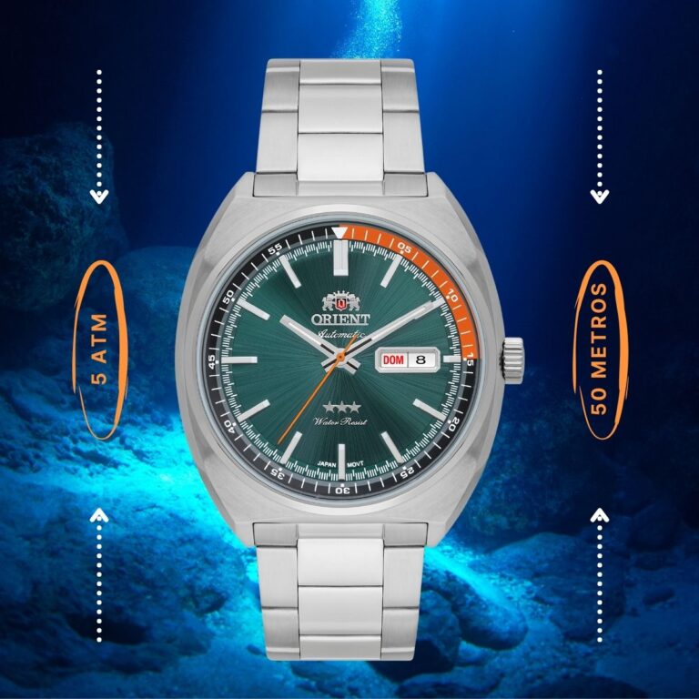 Relógio Orient Masculino Automático F49SS032 Aço F Verde DL - Imagem 6