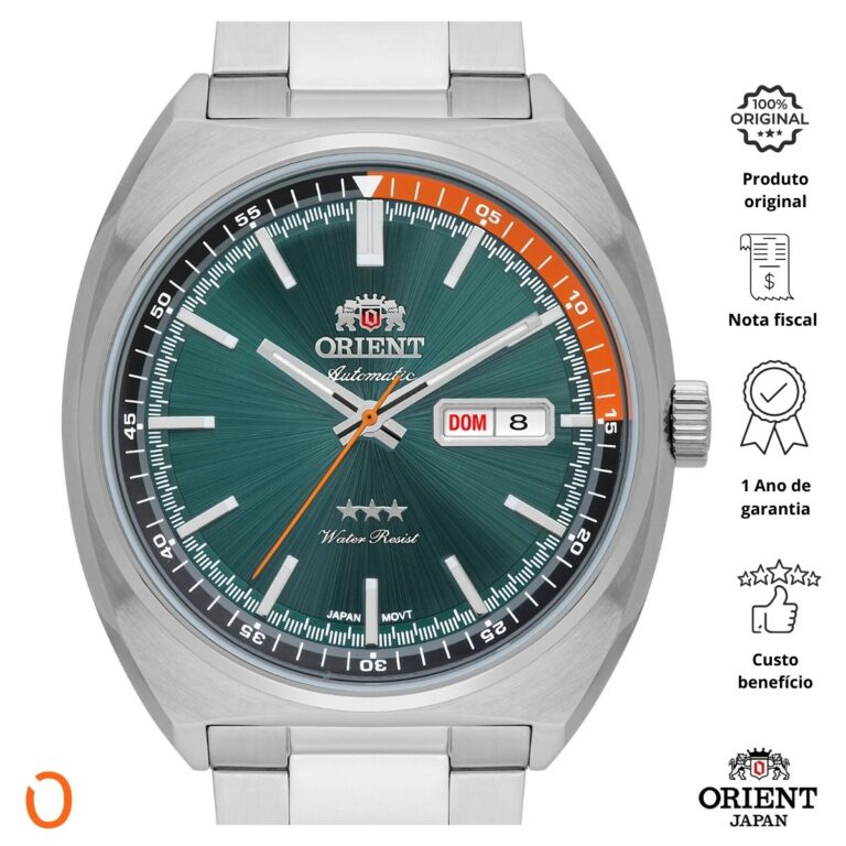 Relógio Orient Masculino Automático F49SS032 Aço F Verde DL - Imagem 2