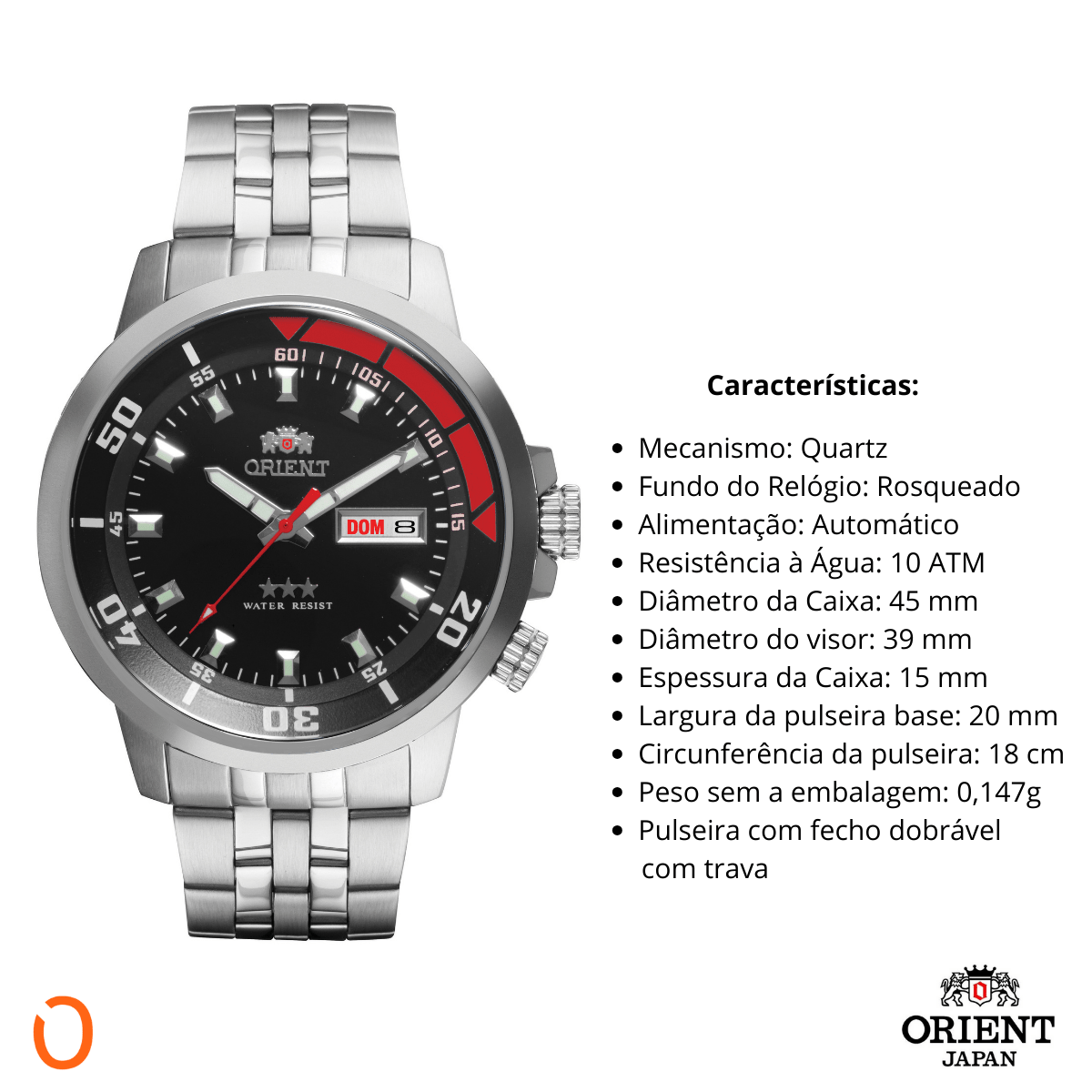 Relógio Orient Masculino Automático 469SS058F Aço F Preto - Imagem 3