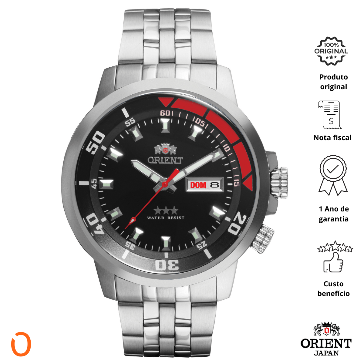 Relógio Orient Masculino Automático 469SS058F Aço F Preto - Imagem 2