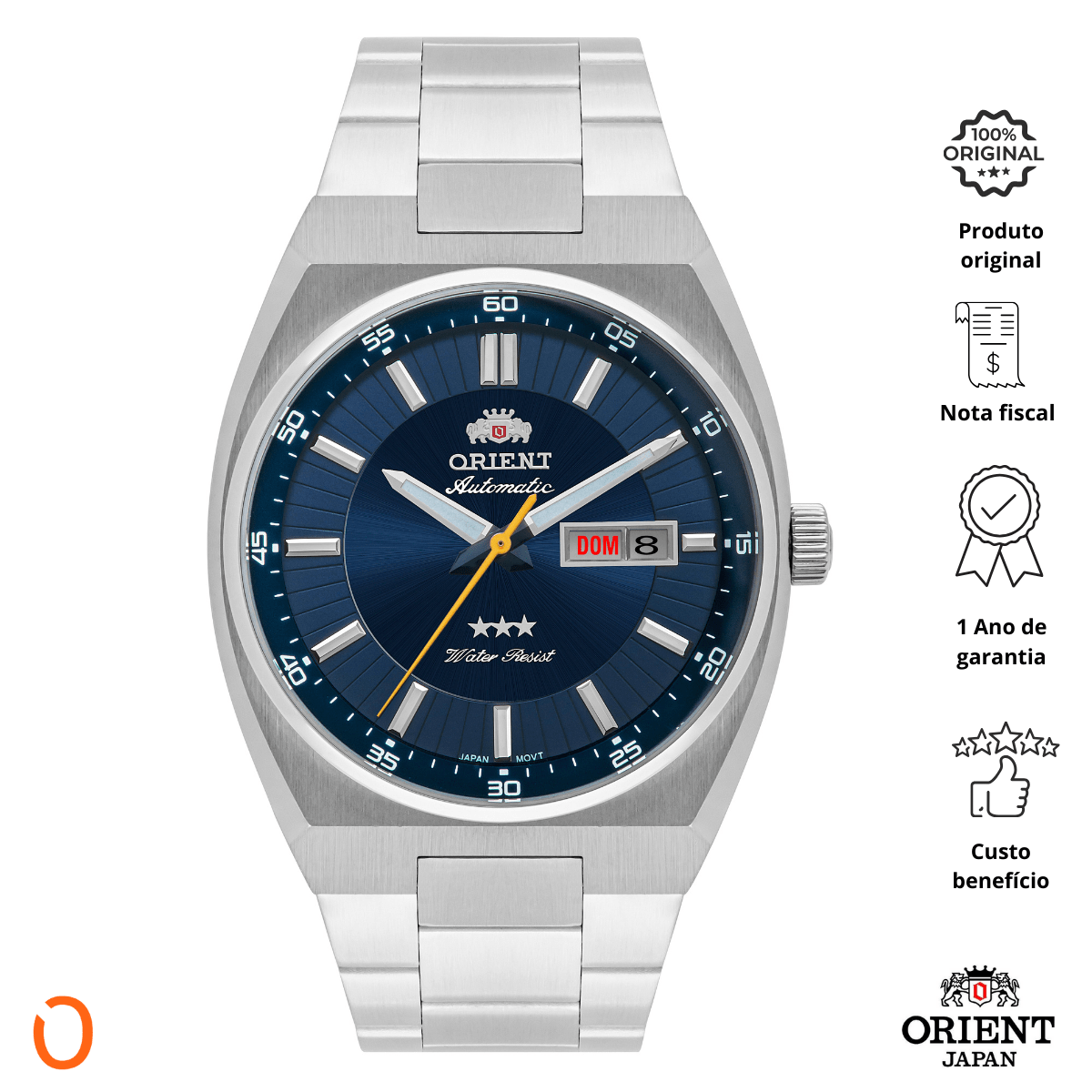 Relógio Orient Masculino Automático 469SS087F Aço F Azul - Imagem 2