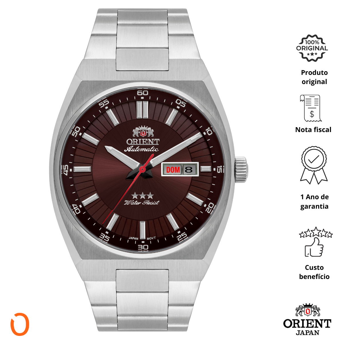 Relógio Orient Masculino Automático 469SS087F Aço F Vinho - Imagem 2