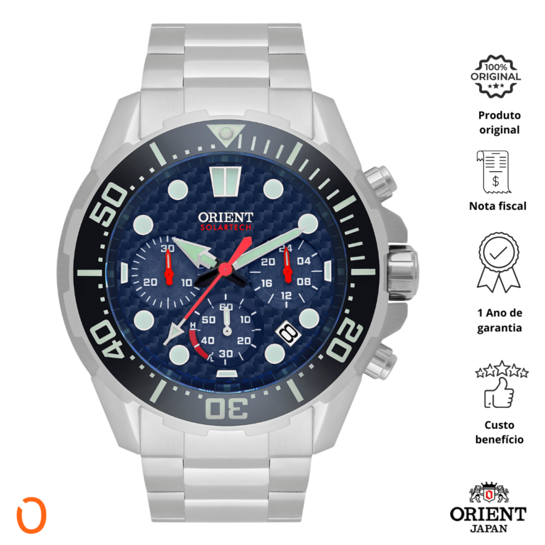 Relógio Orient Masculino SolarTech MBSSC260 DIVER 300 F Azul - Imagem 2