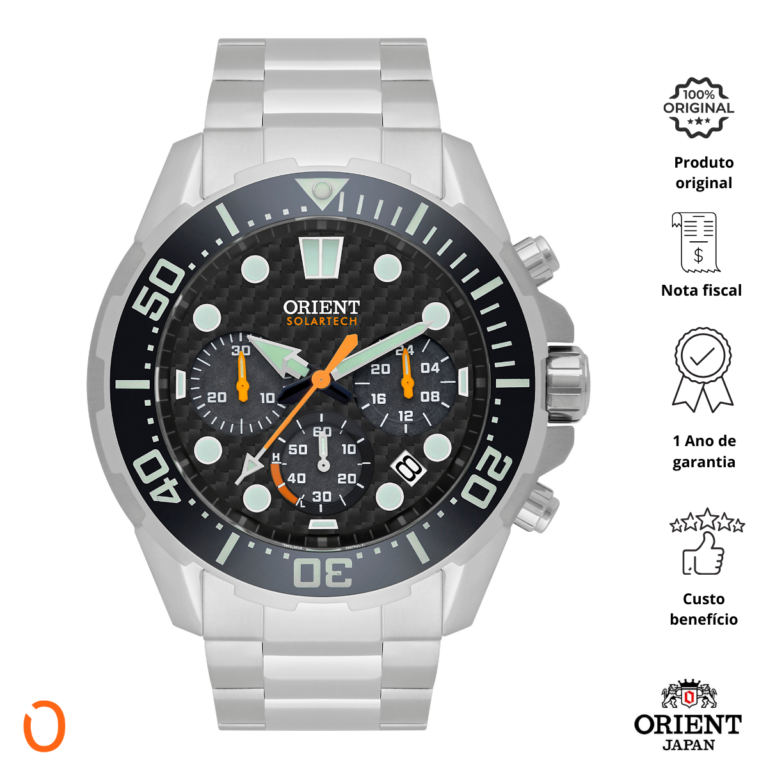 Relógio Orient Masculino SolarTech MBSSC260 DIVER 300 Preto - Imagem 2