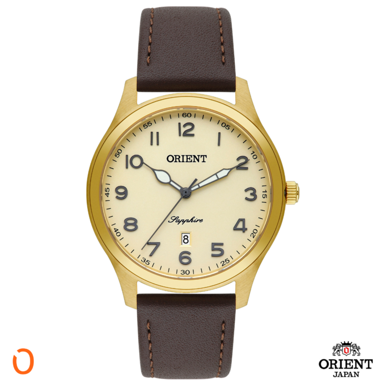 Relógio Orient Masculino Analógico MGSC1015 Dourado C Marrom