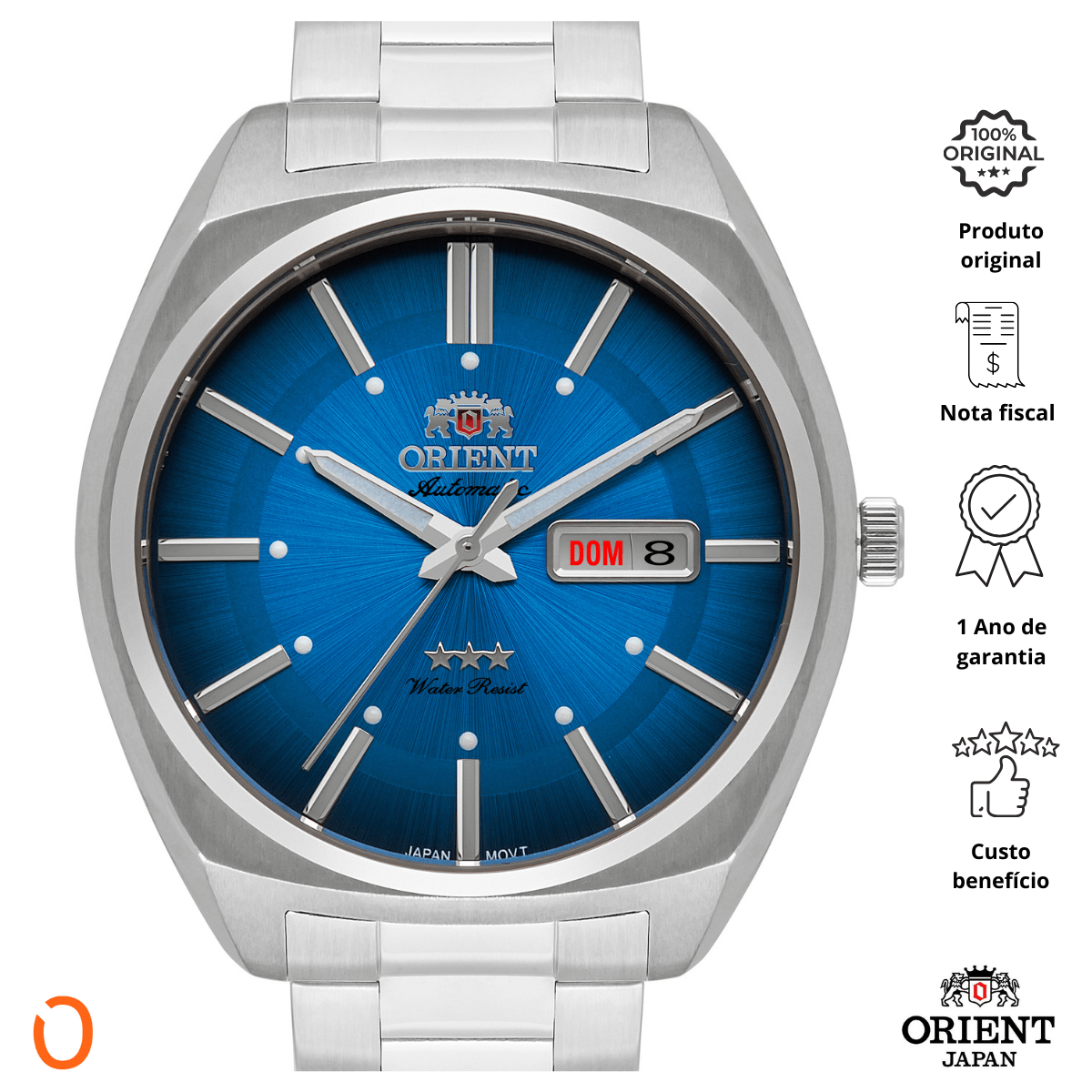 Relógio Orient Masculino Automático F49SS025 Aço F Azul - Imagem 2
