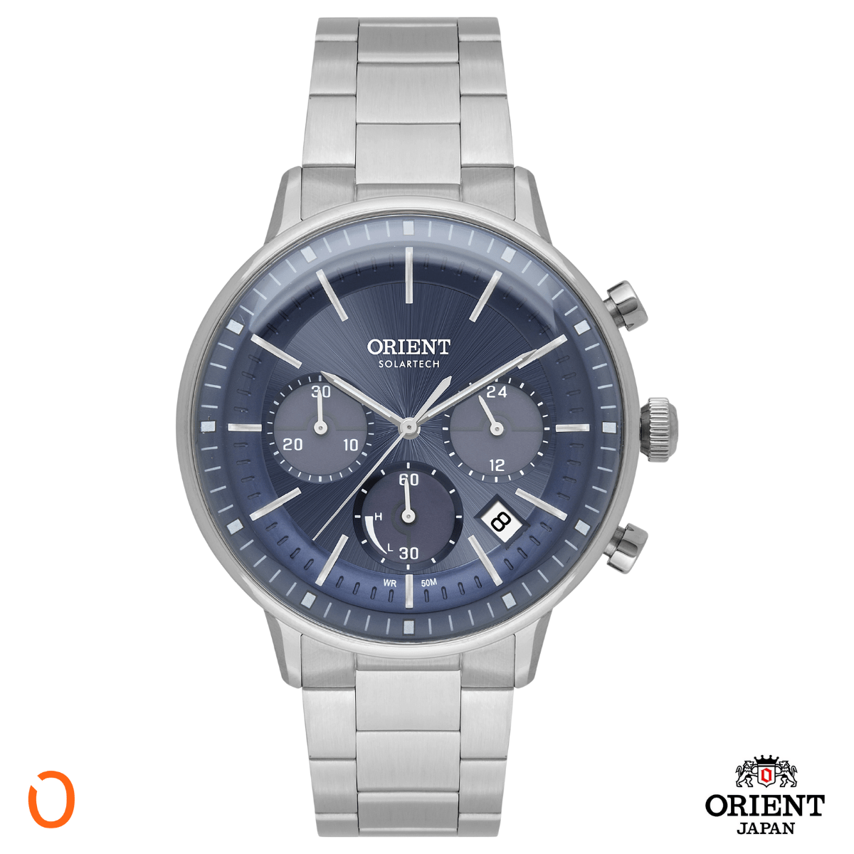 Relógio Orient Masculino SolarTech MBSSC265 Cronografo Azul - Imagem 2