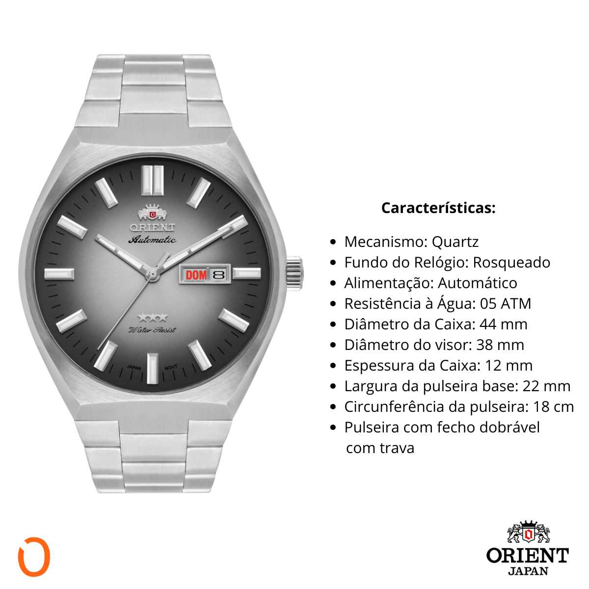 Relógio Orient Masculino Automático 469SS086F Aço F Cinza - Imagem 4