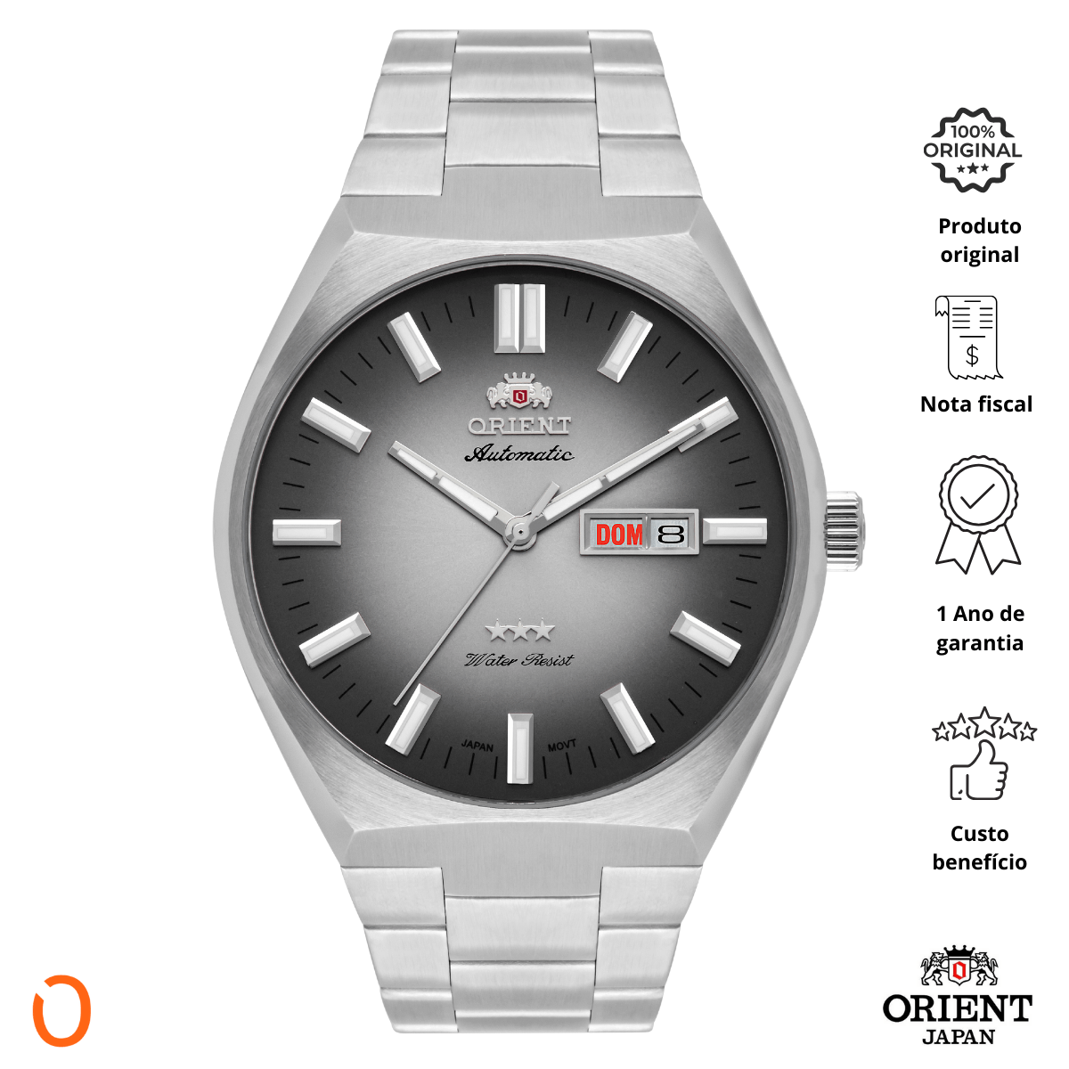 Relógio Orient Masculino Automático 469SS086F Aço F Cinza - Imagem 3