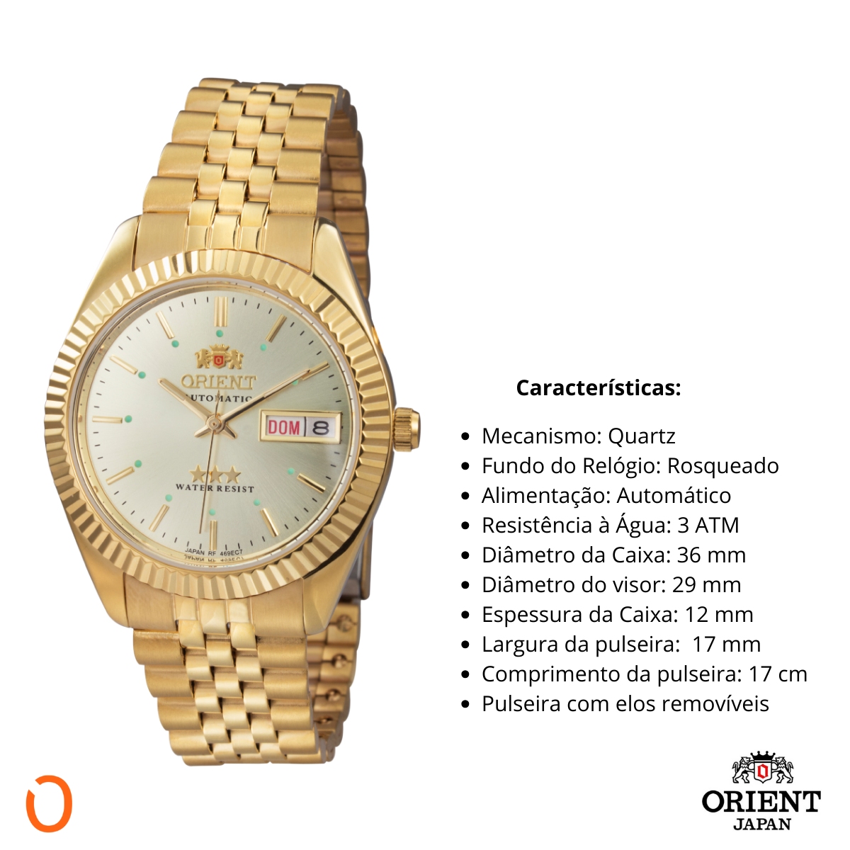 Relógio Orient Masculino Automático 469EC7F C1KX - Imagem 4