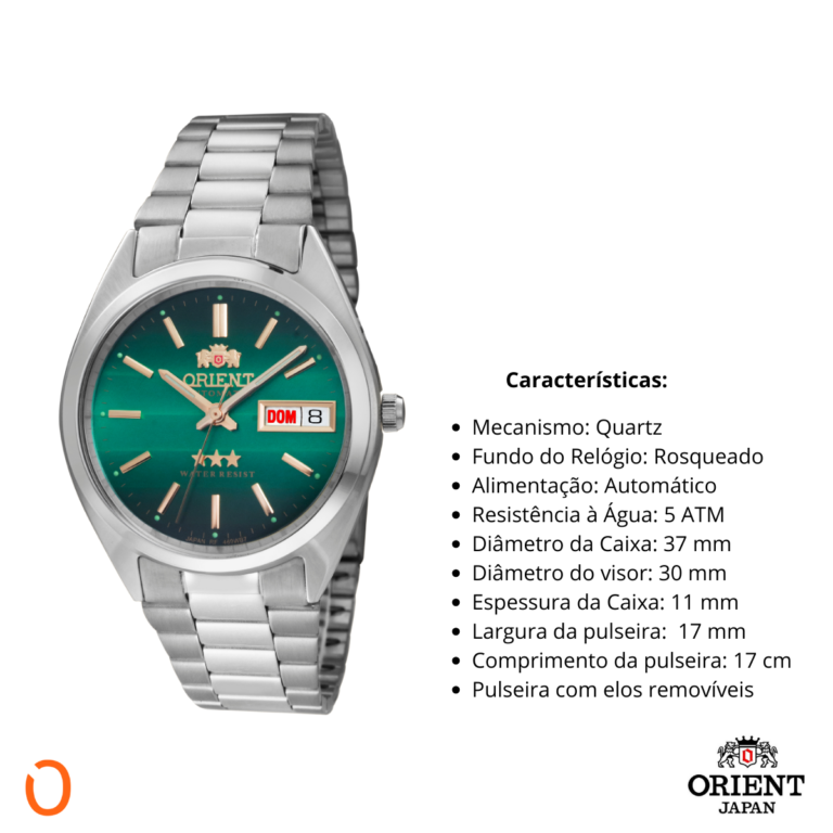 Relógio Orient Masculino Automático 469WA3F E1SX F Verde - Imagem 4