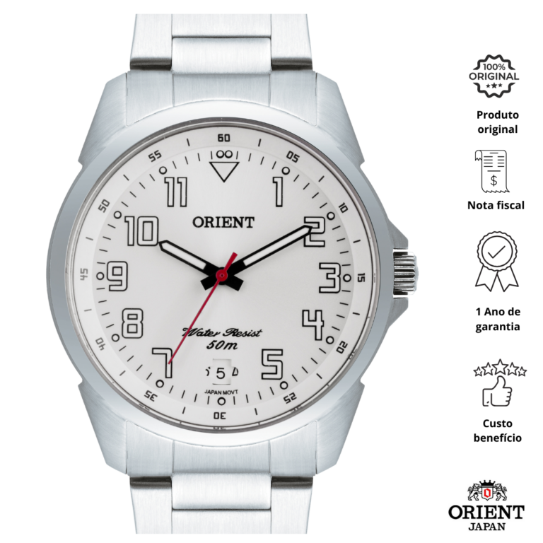 Relógio Orient Masculino Analógico MBSS1154A S2SX Branco - Imagem 2
