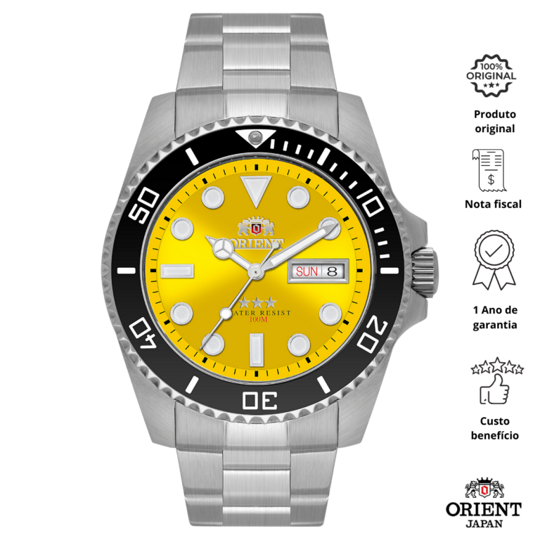 Relógio Orient Masculino Automático NH3SS011 Y1SX Amarelo - Imagem 2