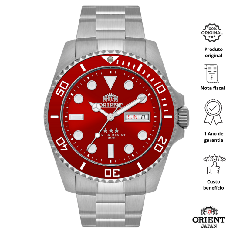 Relógio Orient Masculino Automático NH3SS009 W1SX Vermelho - Imagem 2