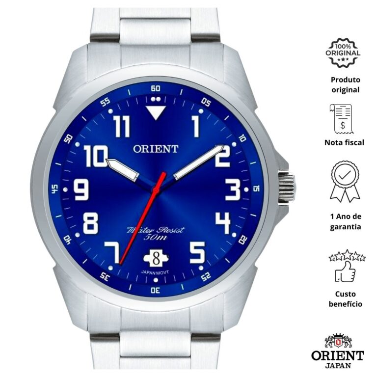 Relógio Orient Masculino Analógico MBSS1154A D2SX Azul - Imagem 2