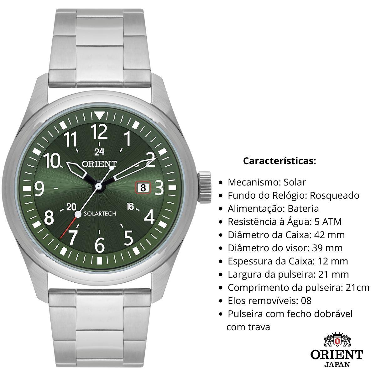 Relógio Orient Masculino SolarTech MBSS1446 E2SX Verde - Imagem 3